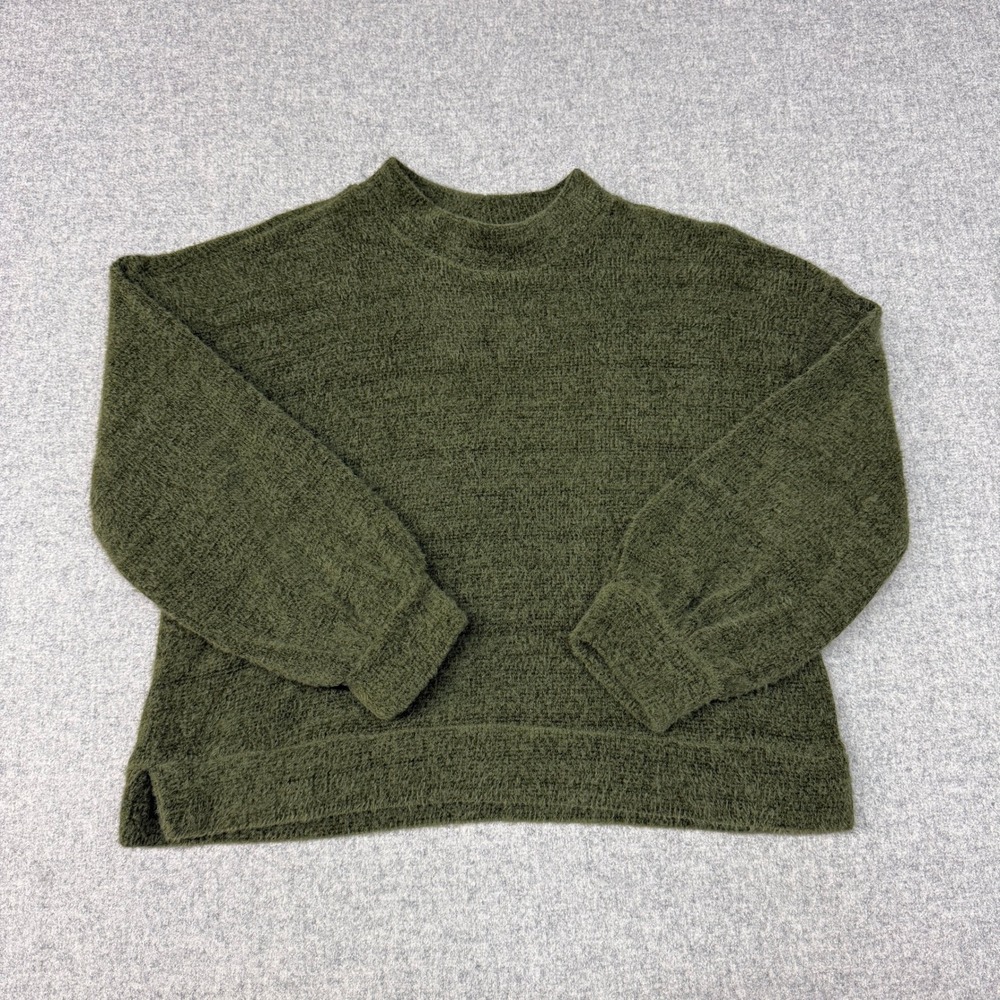 Old Navy Pullover Sweater XL 14-16 Olive Green Textured Knit Crewneck Top